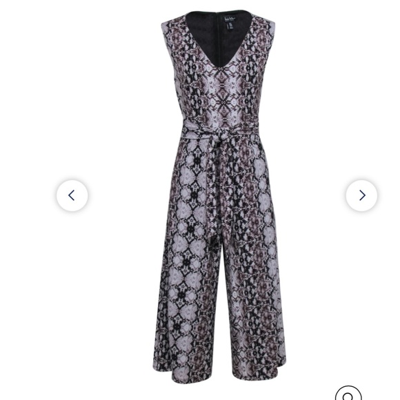 Nicole miller snakeskin print wide leg cropped jumpsuit size 6 - Picture 3 of 16